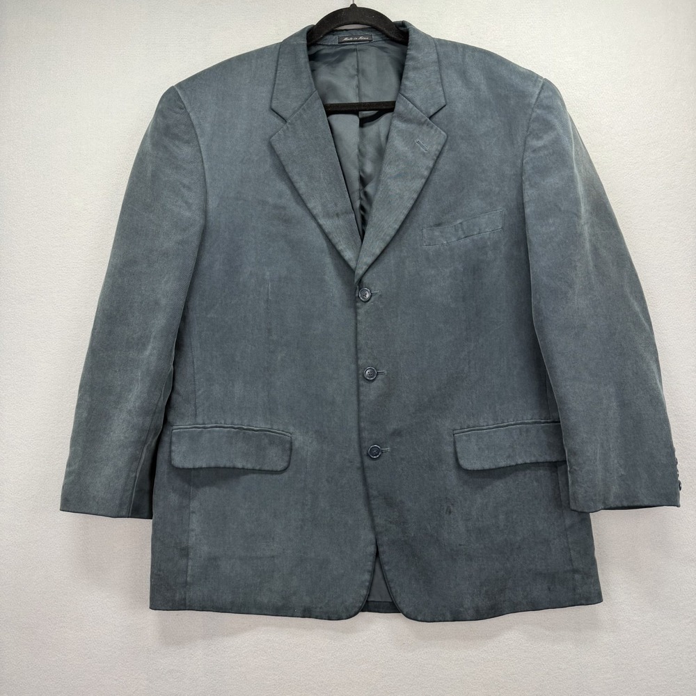 Alfani Blazer Jacket Mens 44 Gray Lined Single Breasted Faux Suede Formal Coat